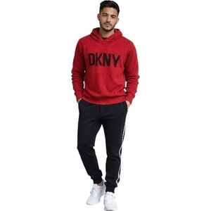 DKNY Red Hoodie and Black Joggers Set